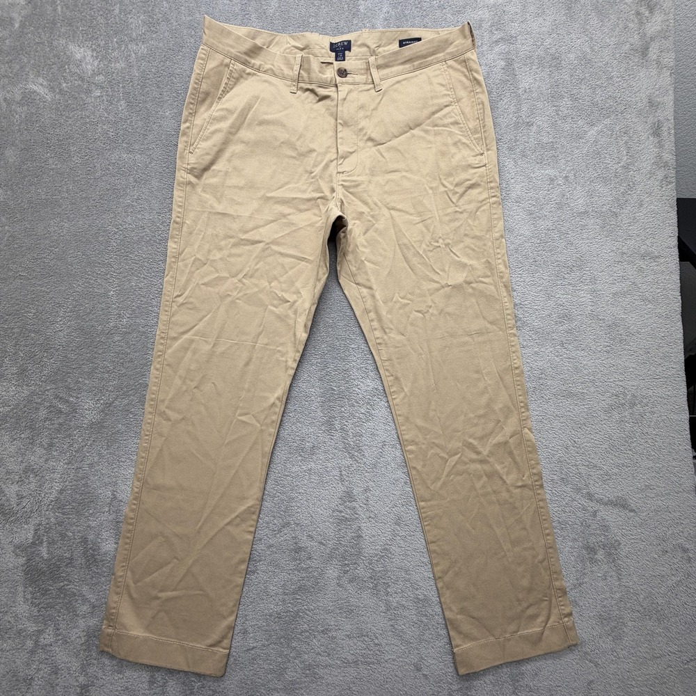 J.CREW Pants Mens Measured‎ 35x30 Beige Chino Straight Flex Cotton Stretch